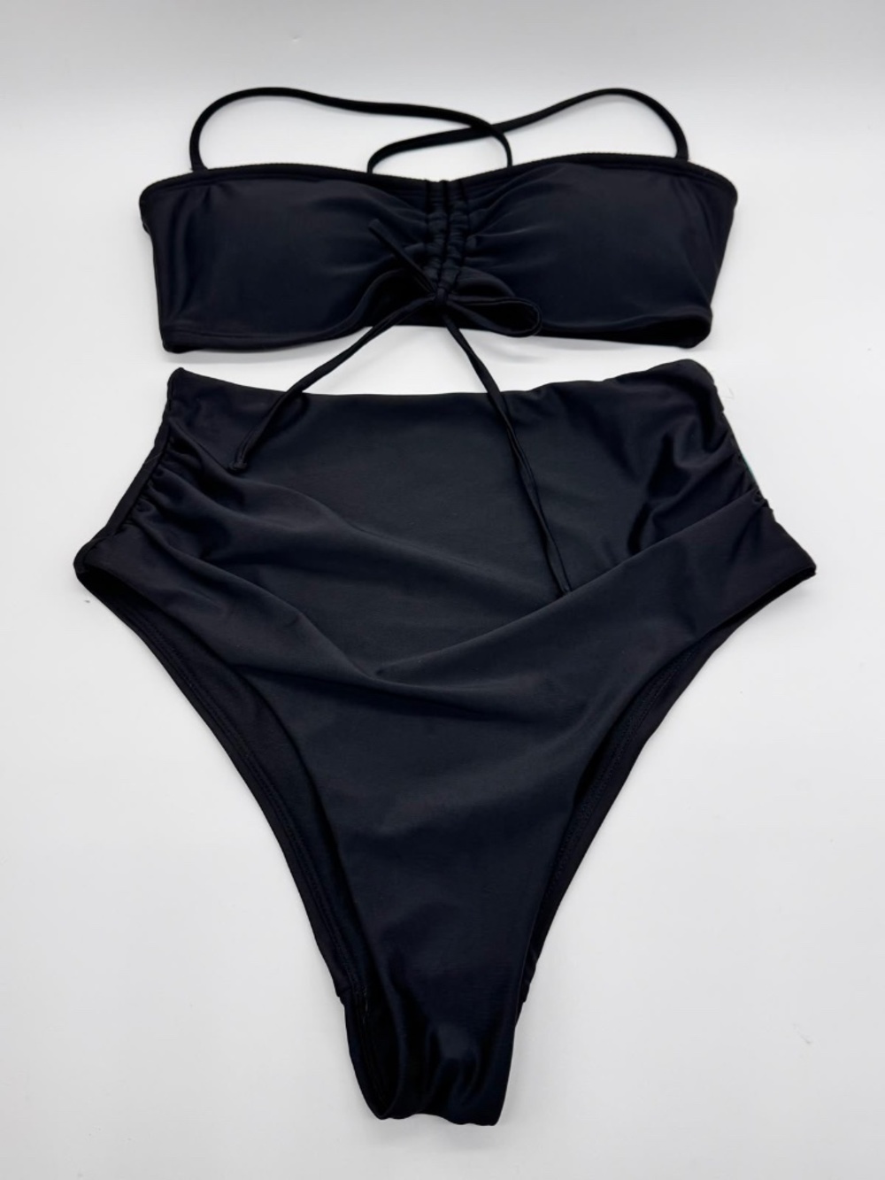 PUMA Black Two-Piece Bandeau Bikini Set High Waisted High Cut NWT Size S/P